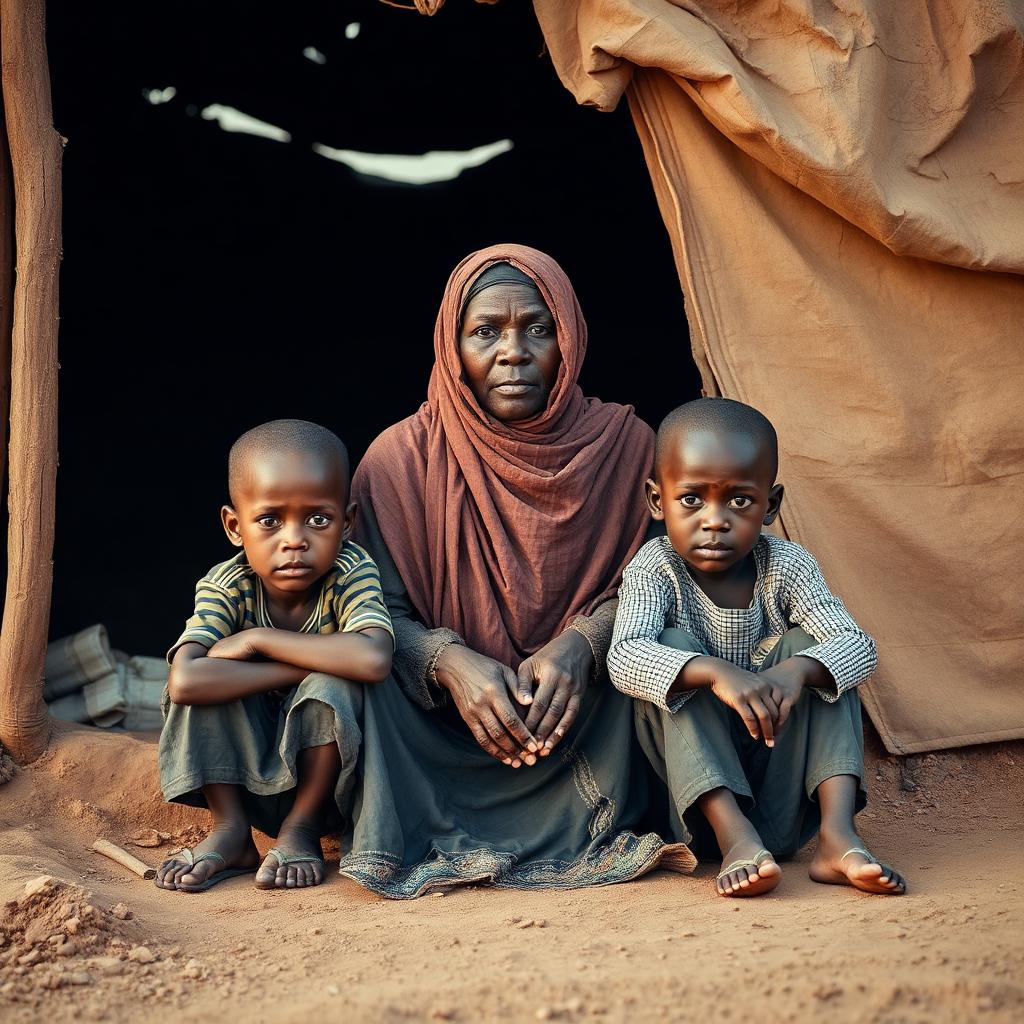 Keluarga Sudan menanti bantuan
